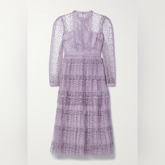 Self Portrait Lilac Tiered Midi Dress - Picture 9 of 16